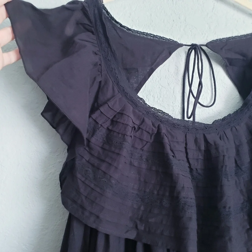 Free People Hailey Black Ruffle Babydoll Mini Dress